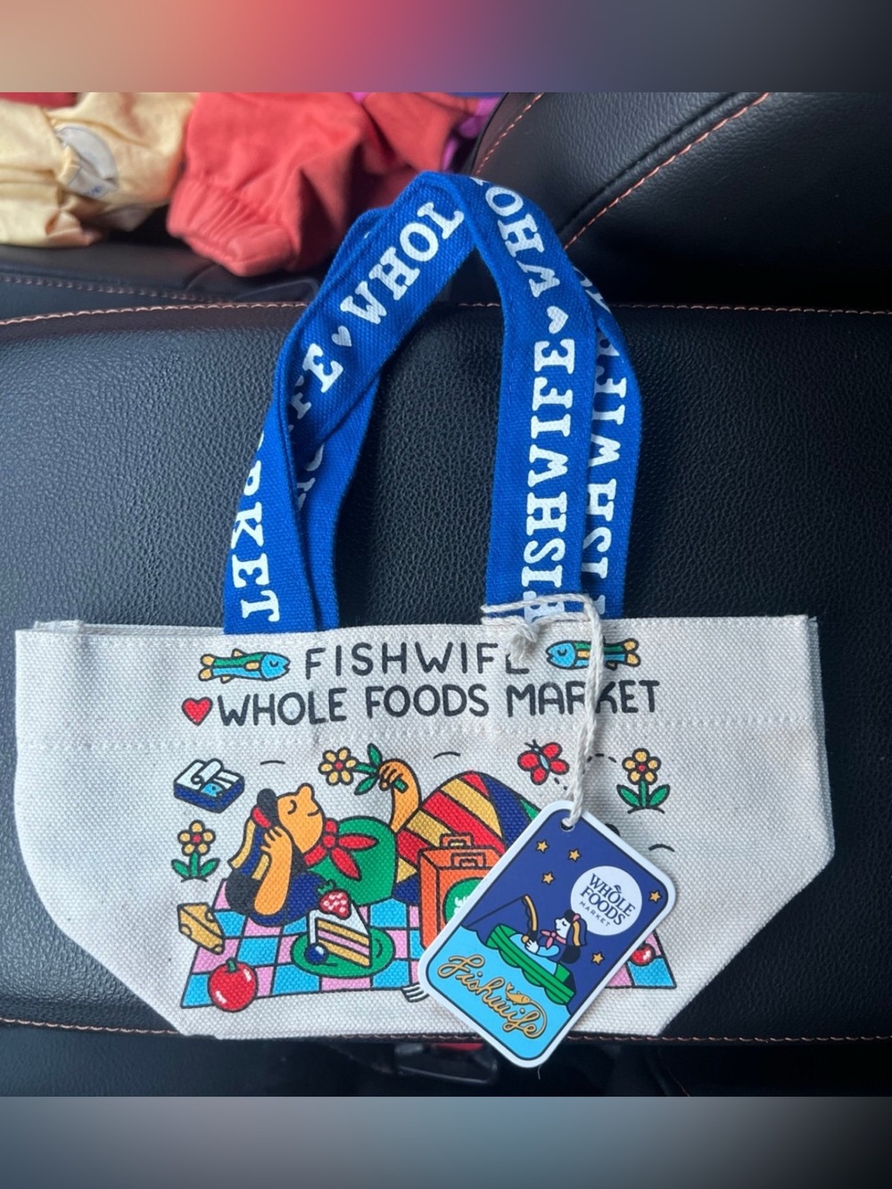 Whole Foods Market FishWife Canvas Mini Tote - Colorful Print